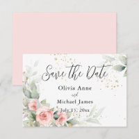 Pink Blush Watercolor Roses Save the Date