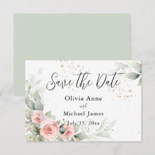 Pink Blush Watercolor Roses Save the Date