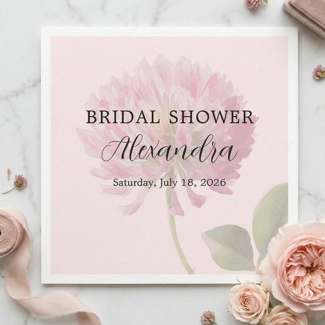 Pink Blush Wild Flower Bridal Shower Napkin (Creator Uploaded)