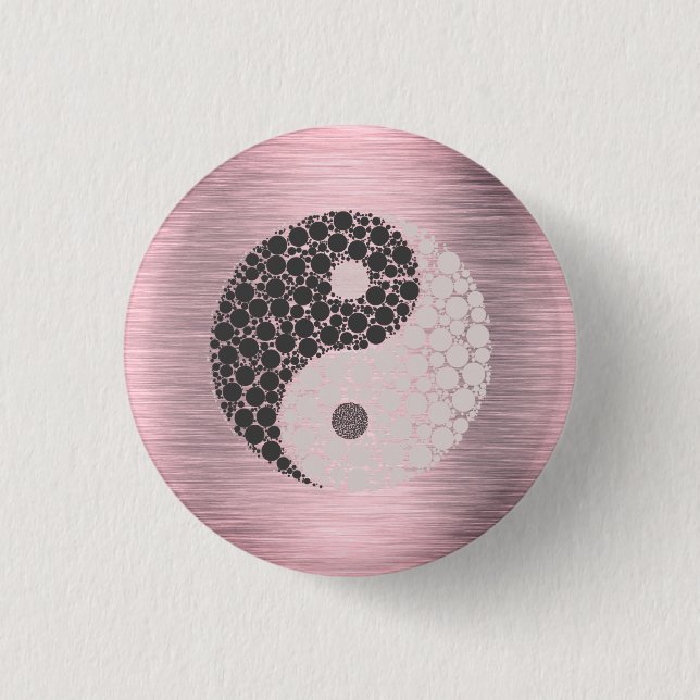 Pink Blush Yin Yang    1 Inch Round Button (Front)