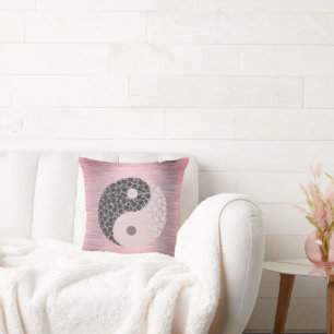 Pink Blush Yin Yang Throw Pillow