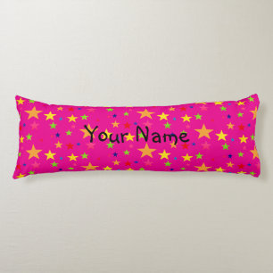 Pink Body Pillow with Multi-Color Stars HAMbyWG