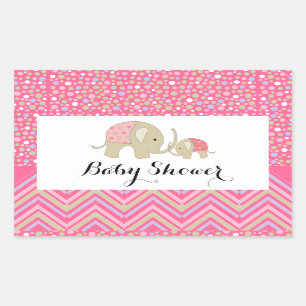 Pink Bohemian Elephant and Chevron Baby Shower Sticker