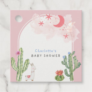 Pink Boho Arch  Cactus Toys Girl Baby Shower  Favour Tags