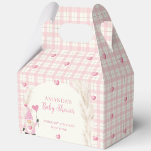 Pink Boho Arch Gingham Sweetheart Baby Shower Favor Box