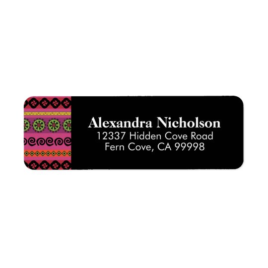 Pink Boho Aztec Pattern Hipster Tribal Return Address Label