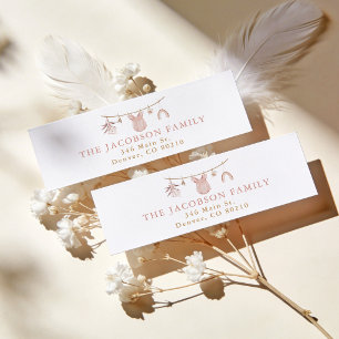 Pink Boho Clothesline Baby Shower Return Address 
