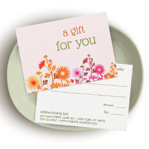 Pink Boho Country Floral Gift Certificate Thank Yo Thank You Card