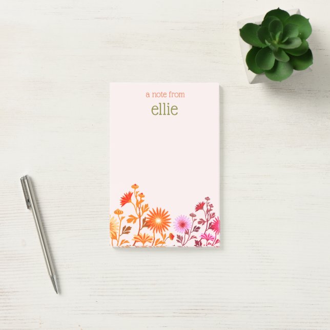 Pink Boho Country Floral Notepad (Office)