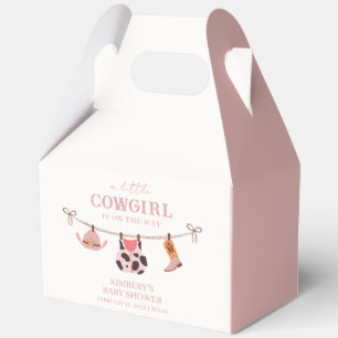 Pink Boho Cowgirl Clothesline Cowhide Baby Shower  Favor Box