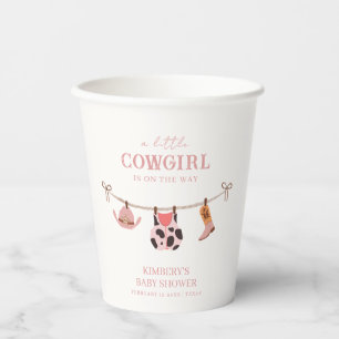 Pink Boho Cowgirl Clothesline Cowhide Baby Shower  Paper Cups