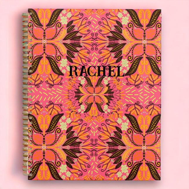 Pink Boho Custom Journal Planner (Customize this journal planner for any person. Great gift idea.)