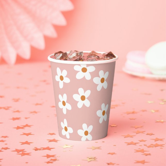 Pink Boho Daisy Birthday Party  Paper Cups (Insitu)