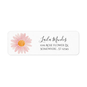 Pink Boho Daisy Birthday Party Return Address