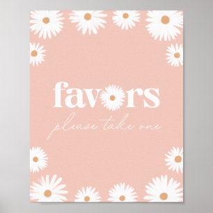 Pink Boho Daisy Floral Baby Shower Favours Sign