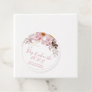 Pink Boho Floral Baby Shower Pop It Favor Tags