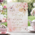 Pink Boho Floral Butterfly Baby Shower