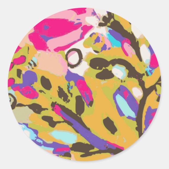 Pink Boho Floral I Classic Round Sticker (Front)