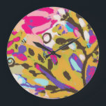 Pink Boho Floral I Large Clock<br><div class="desc">Pink Boho Floral I by Karen Fields</div>