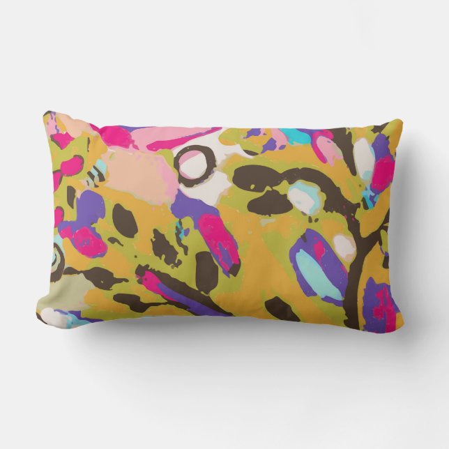 Pink Boho Floral I Lumbar Pillow (Front)