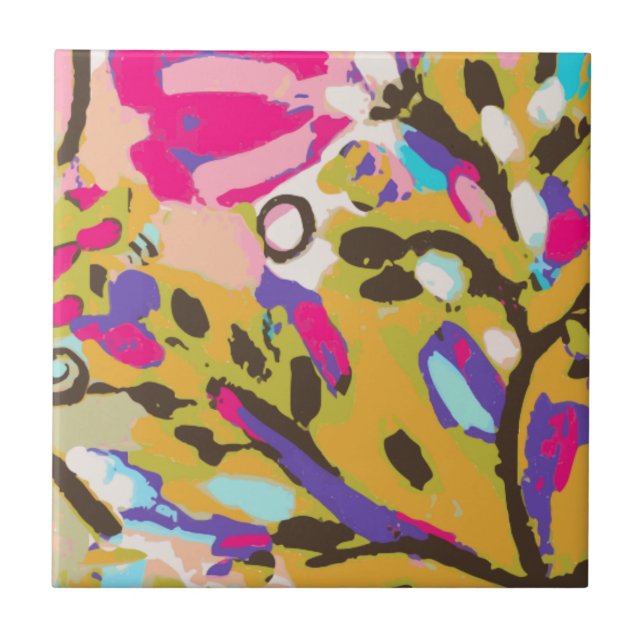 Pink Boho Floral I Tile (Front)