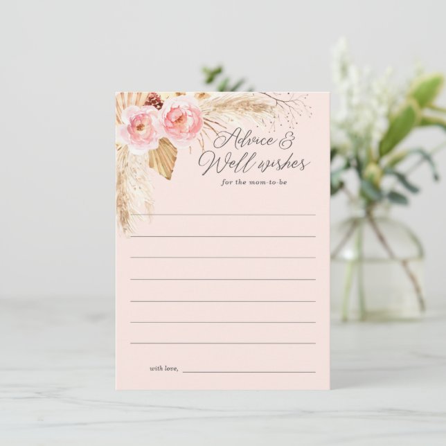 Pink boho floral pampas, advice for the mom-to-be (Standing Front)