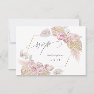 Pink Boho Floral w Meal RSVP