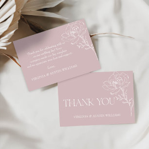 Pink Boho Floral Wedding Thank You Card