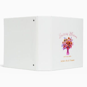 pink boho love in Bloom bridal shower name retro Binder