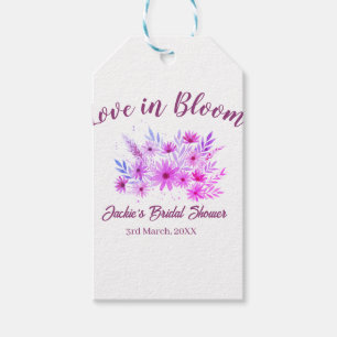pink  boho love in Bloom bridal shower name retro Gift Tags