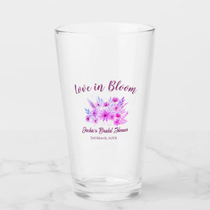 pink boho love in Bloom bridal shower name retro Glass