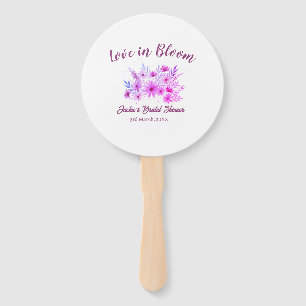 pink boho love in Bloom bridal shower name retro Hand Fan