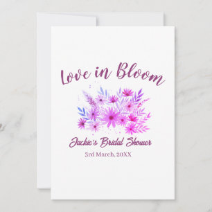 pink boho love in Bloom bridal shower name retro Invitation