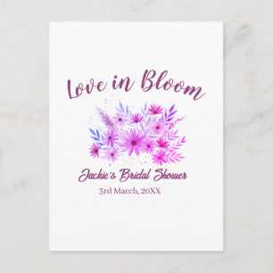 pink  boho love in Bloom bridal shower name retro Postcard