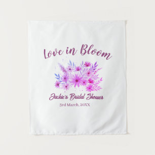 pink  boho love in Bloom bridal shower name retro Tapestry