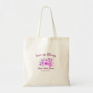 pink  boho love in Bloom bridal shower name retro Tote Bag
