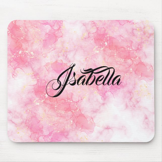 Pink Boho minimalist Ephemera Mouse Pad (Front)