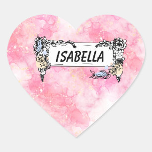 Pink Boho minimalist victorian ornament Heart Sticker