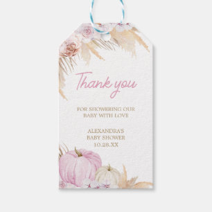 Pink Boho Pumpkin Baby Shower Favour Tags
