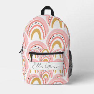 Pink Boho Rainbow Custom Name Printed Backpack