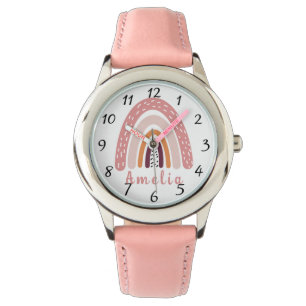 Pink Boho Rainbow with Personalized Name  Watch