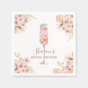 Pink Boho Rose Soiree Bridal Shower Paper Napkin