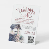 Pink Boho Roses Wedding Wishing Well QR Code