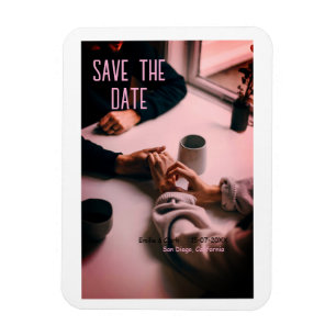 pink boho save the date QR add website name phot Magnet