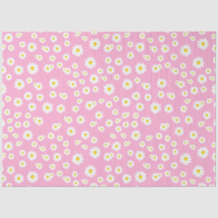 Pink Boho Spring Daisies Pattern Tissue Paper