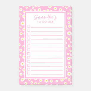 Pink Boho Spring Daisies To Do List Post-it Notes
