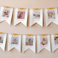 Pink Boho Sun 1st Birthday Photo Banner