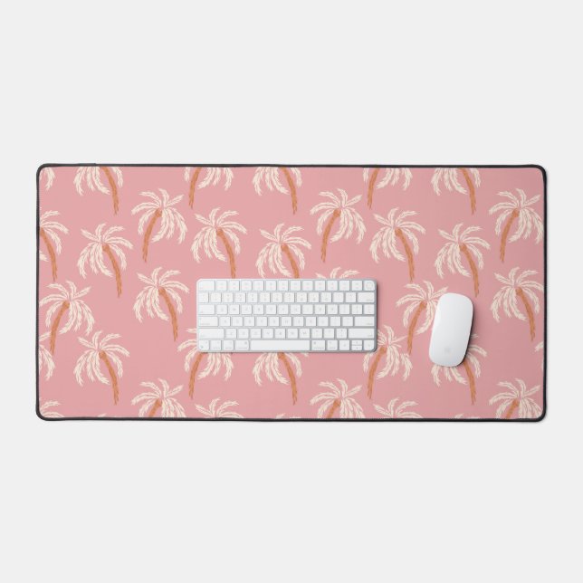 Pink boho tropical palm tree summer beachy  desk mat (Keyboard & Mouse)