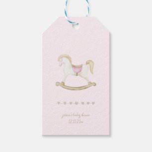Pink Boho Vintage Rocking Horse Cowboy Baby Shower Gift Tags