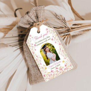 Pink Boho Wildflowers Graduation Party Gift Tags